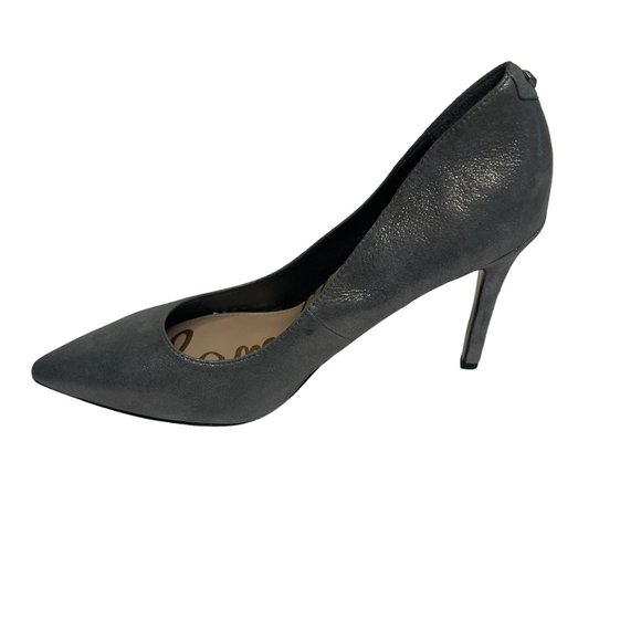 Sam Edelman Hazel Gray Glittered Metallic Satin Pointed Toe Pumps Size‎ 6 - Picture 3 of 11
